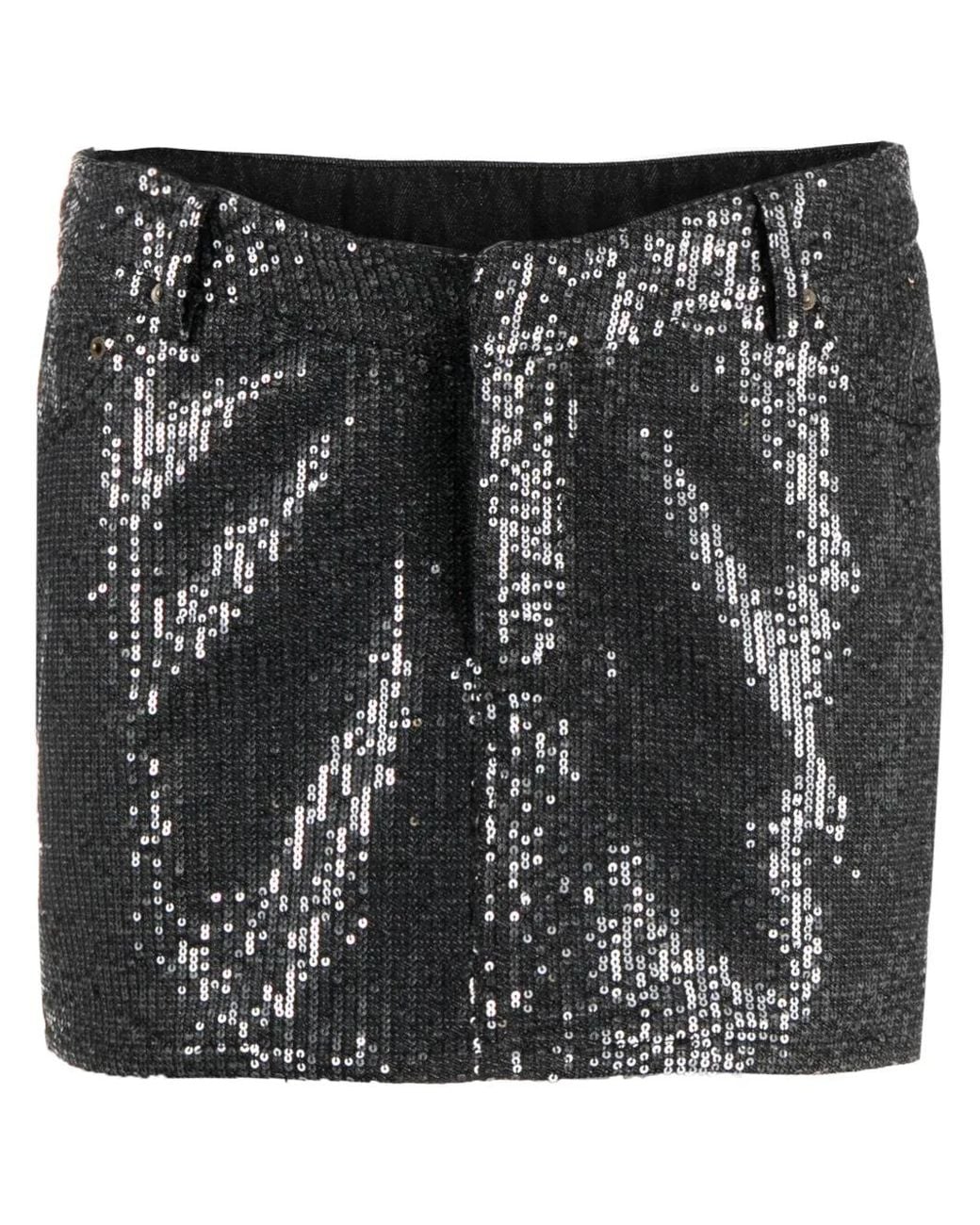 ROTATE BIRGER CHRISTENSEN Black Ladies Sequin Twill Mini Skirt, Brand Size 38 (Us