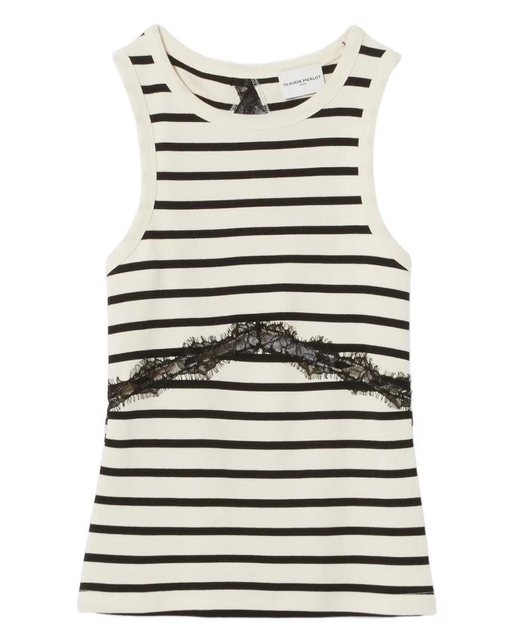 Claudie Pierlot Gray Striped Lace-Band Tank Top