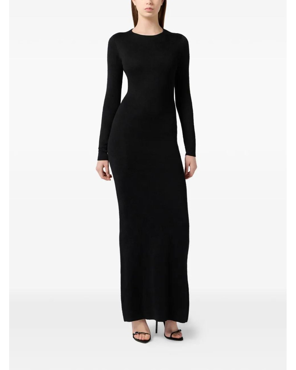 Philipp Plein Black Open-Back Maxi Dress