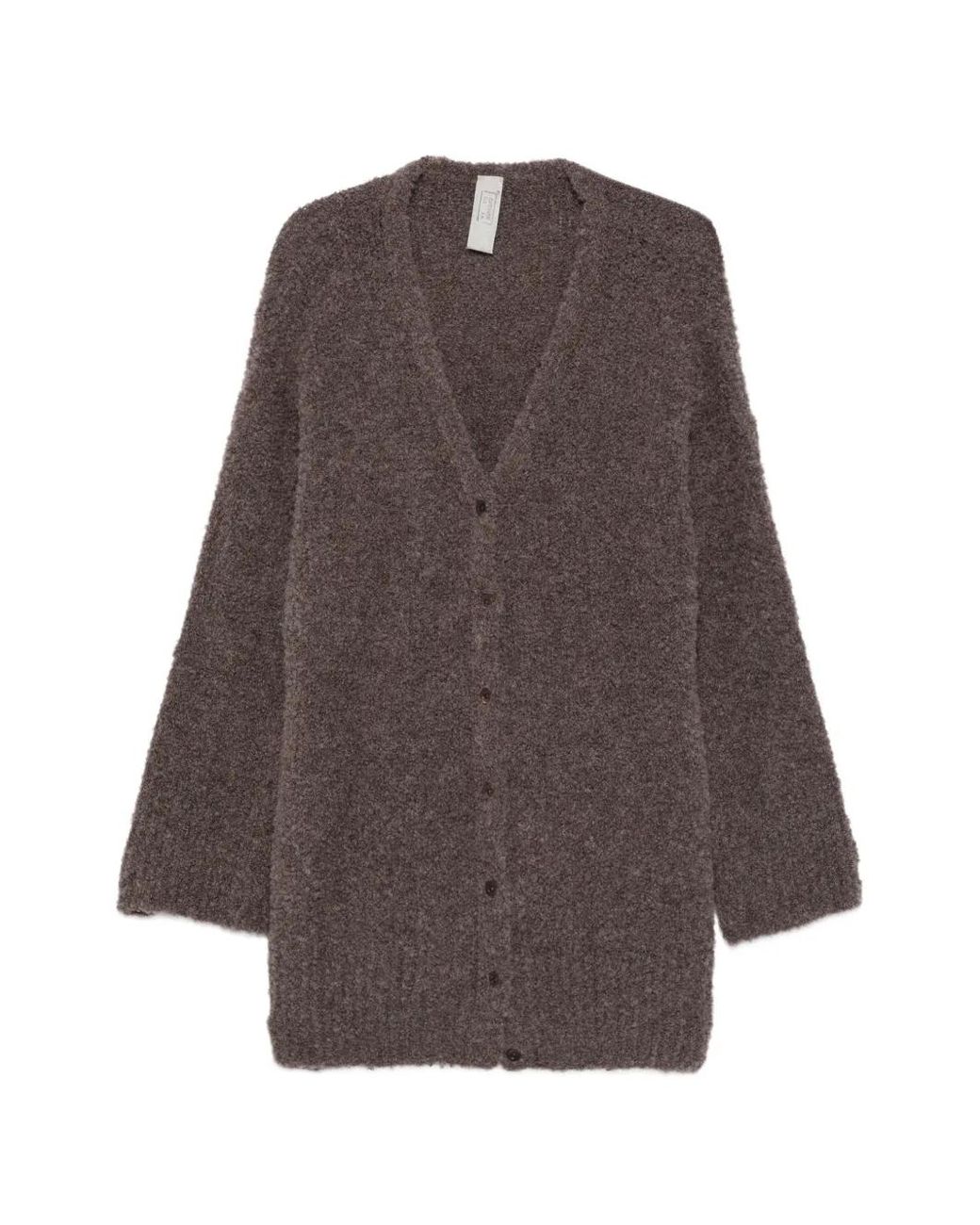 Private 0204 Brown Bouclé-Knit V-Neck Cardigan