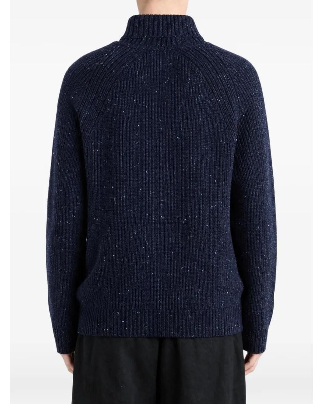 Barbour Blue Flecked Shawl-Collar Sweater for men