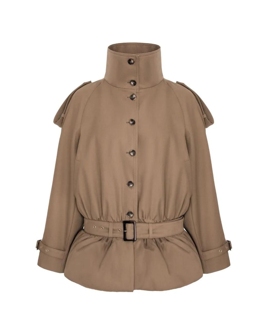 SEEN USERS Brown Storm Belted Peplum Jacket