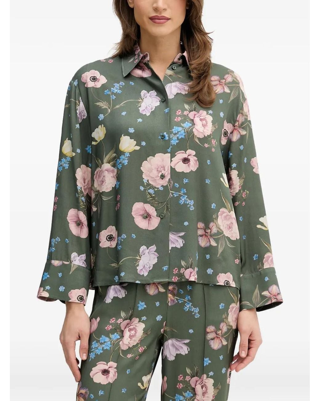 Ouí Green Floral Shirt