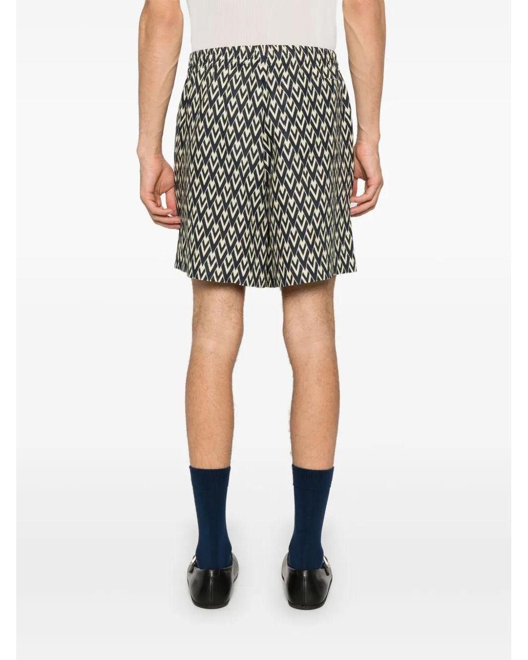 Valentino Garavani Black Monogram Bermuda Shorts for men