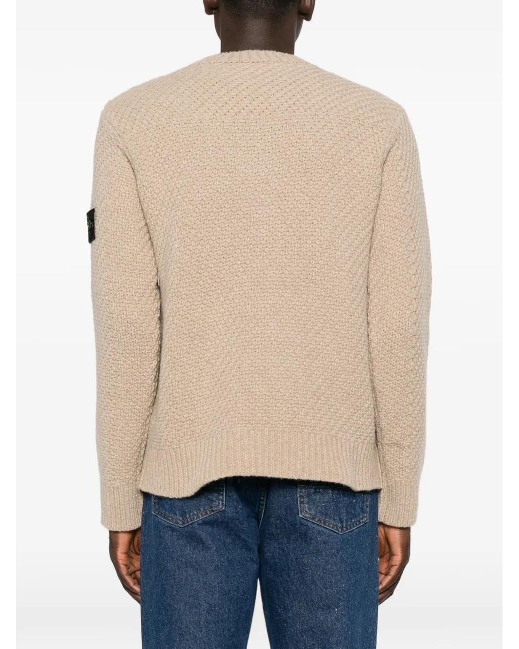 Stone Island Natural Compass Patch Waffle-Knit Sweater for men