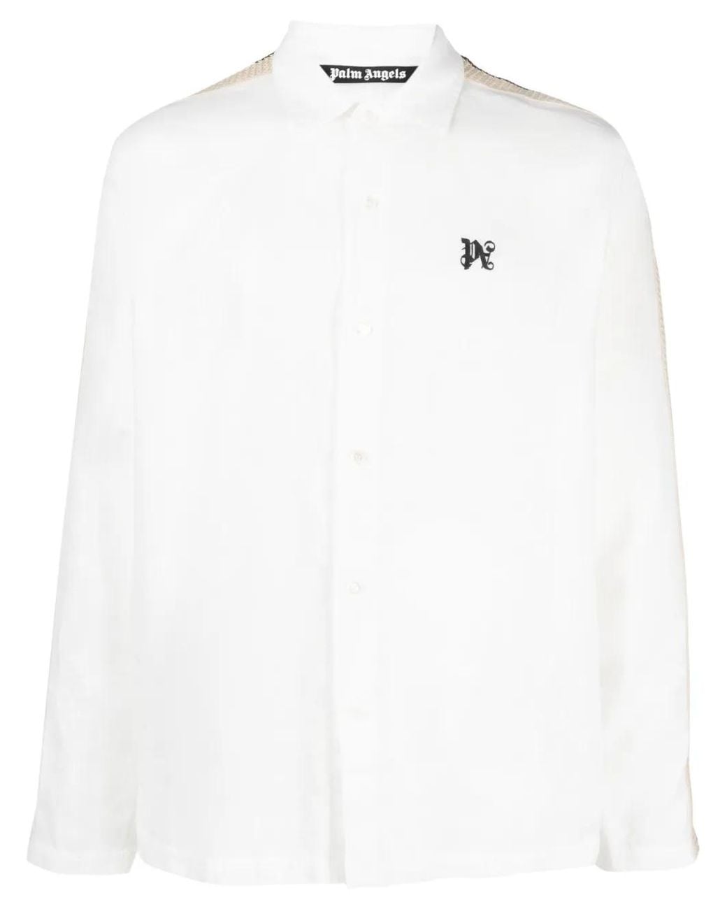 Palm Angels White Pa Monogram-Print Linen Shirt for men