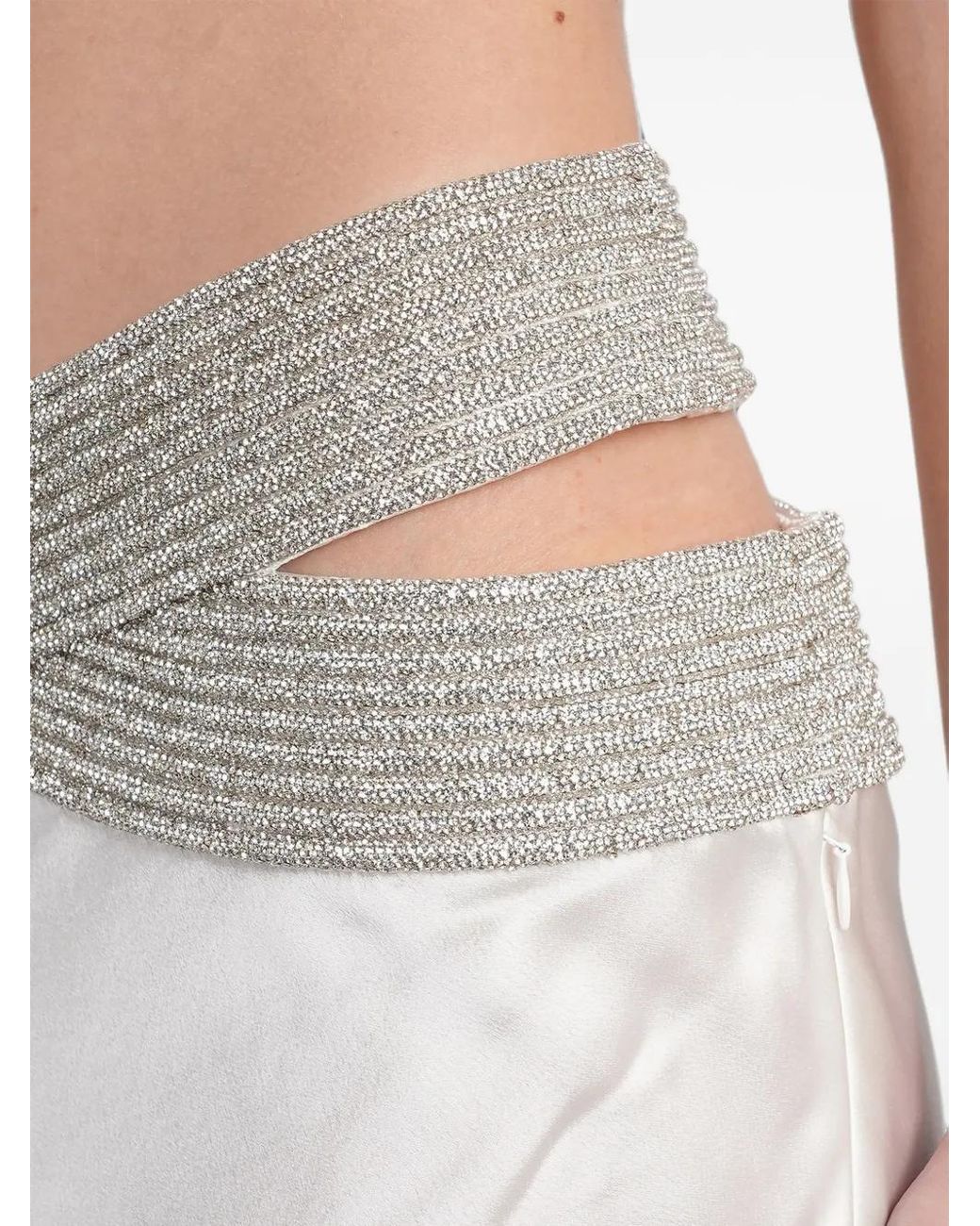 Nue White Crystal-Embellished Cut-Out Skirt