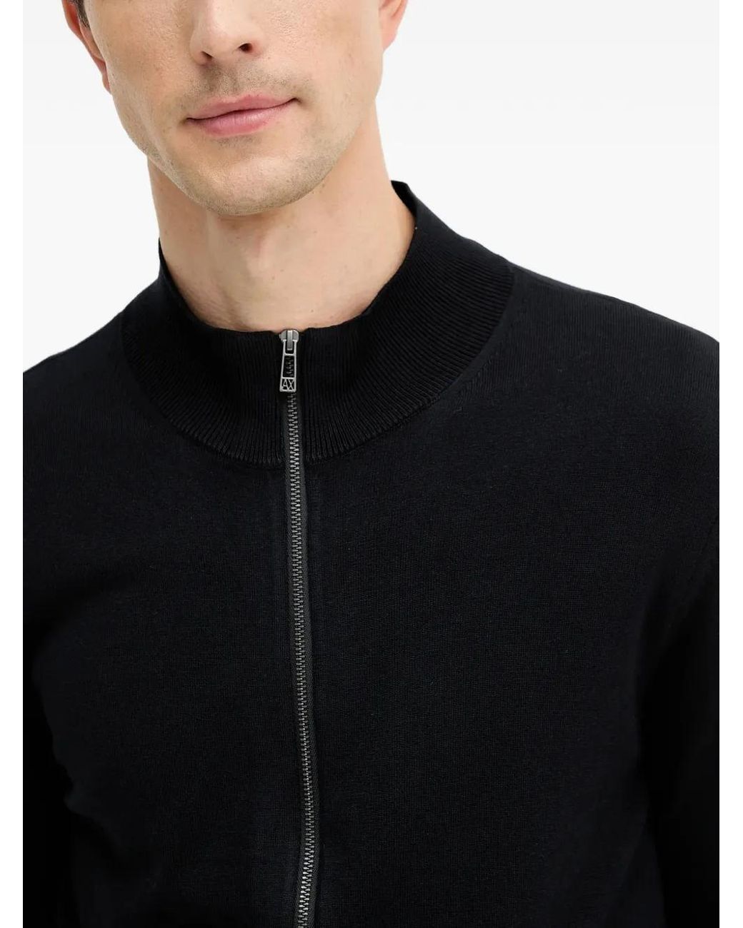 ARMANI EXCHANGE Black Zip-Fastening Cardigan for men