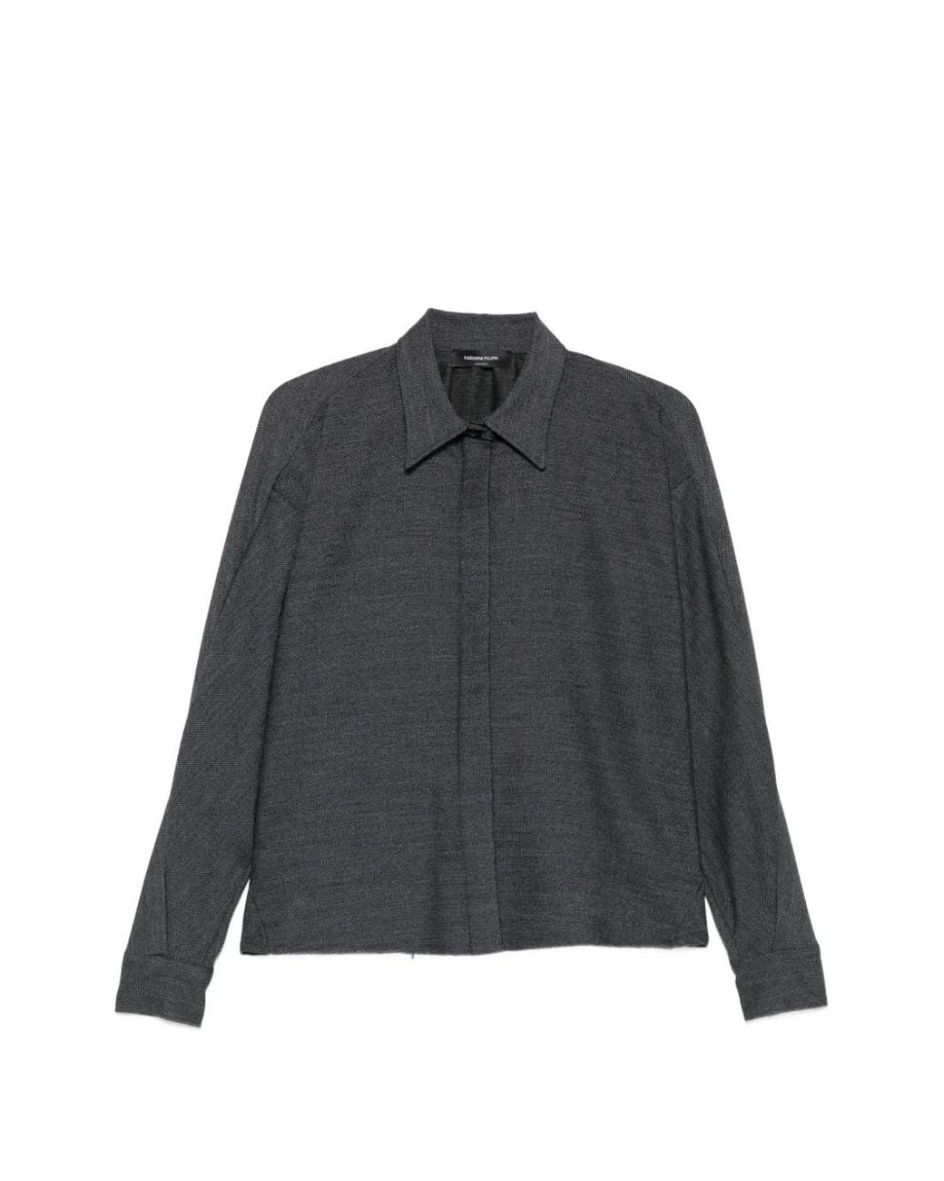 Fabiana Filippi Gray Bead-Trim Long-Sleeve Shirt