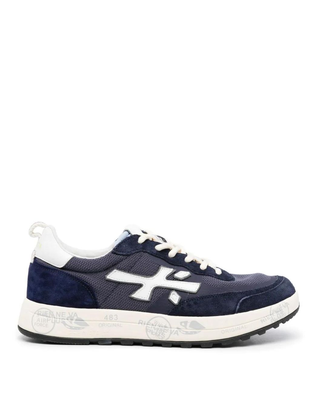Premiata Blue Nous Polyurethane Logo Sneakers for men