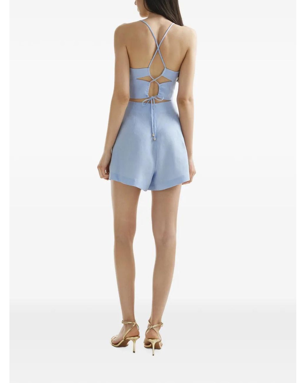 Mia Peculiar Blue Sweetheart-Neck Top