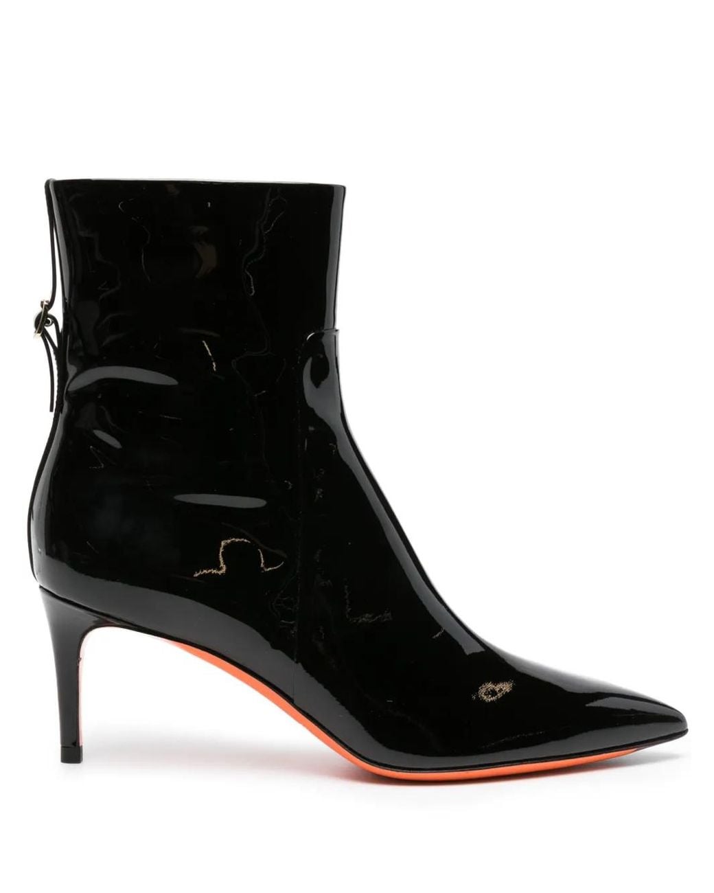 Santoni Black 65Mm Patent Leather Ankle Boots