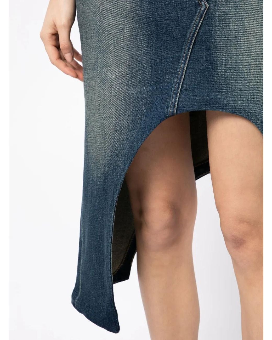JNBY Blue Asymmetric-Design Denim Skirt