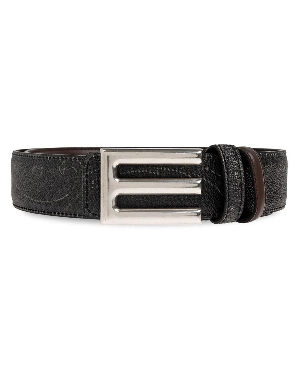 Etro Black Logo-Buckle Belt for men