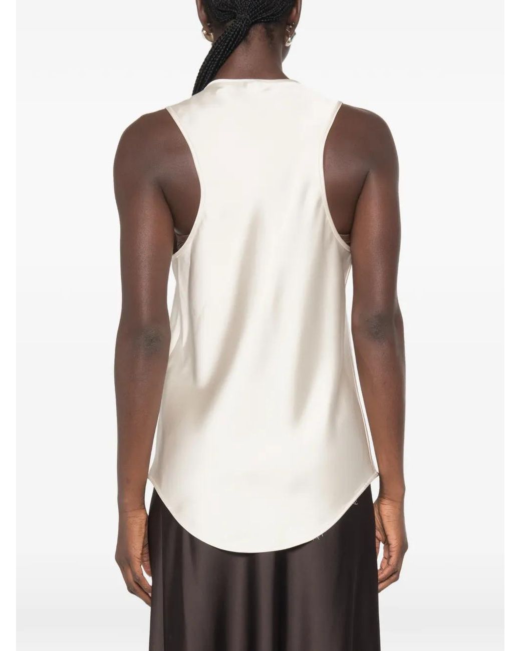 Imperial White Satin-Finish Racerback Top