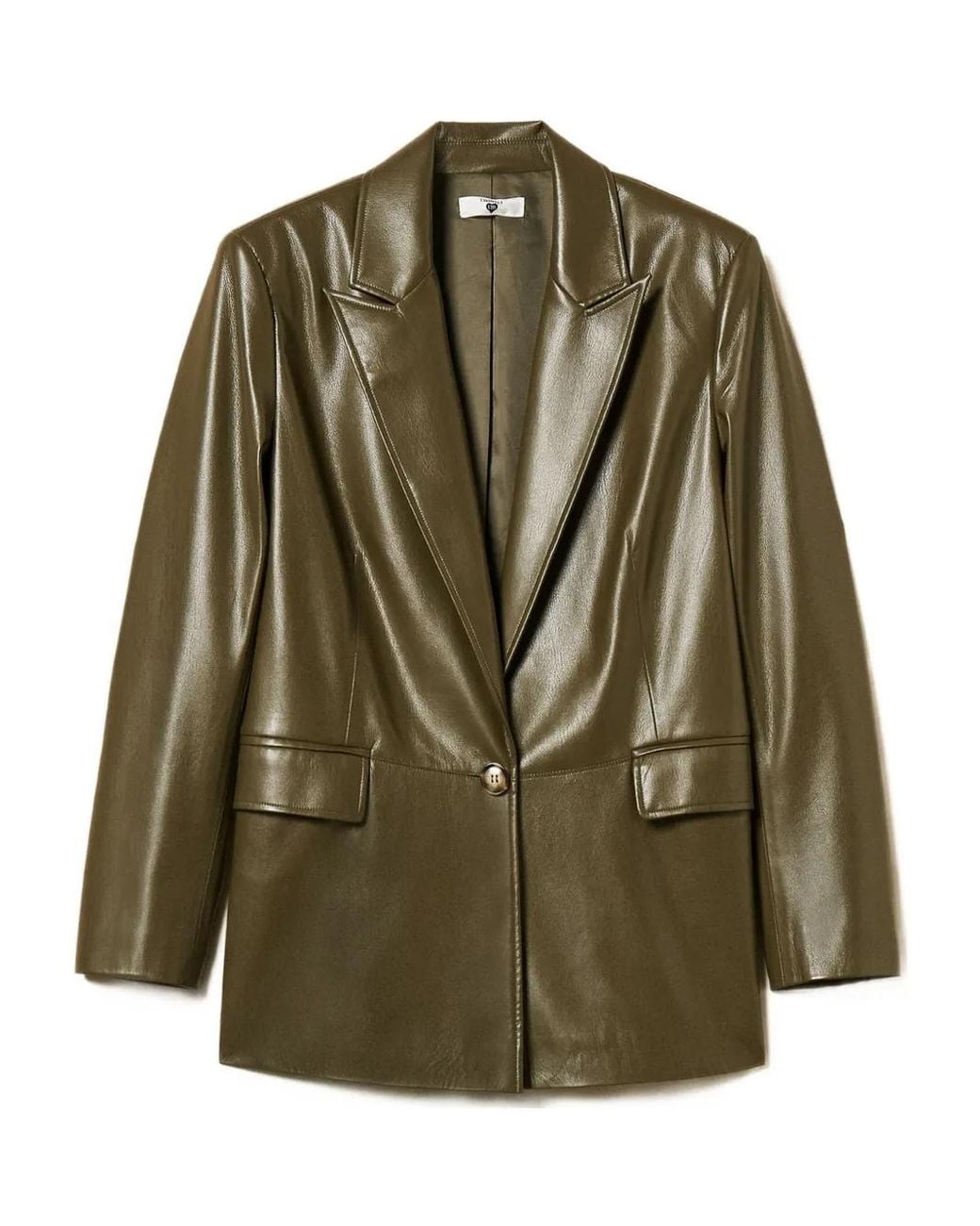 Twinset Green Peak-Lapel Single-Button Blazer