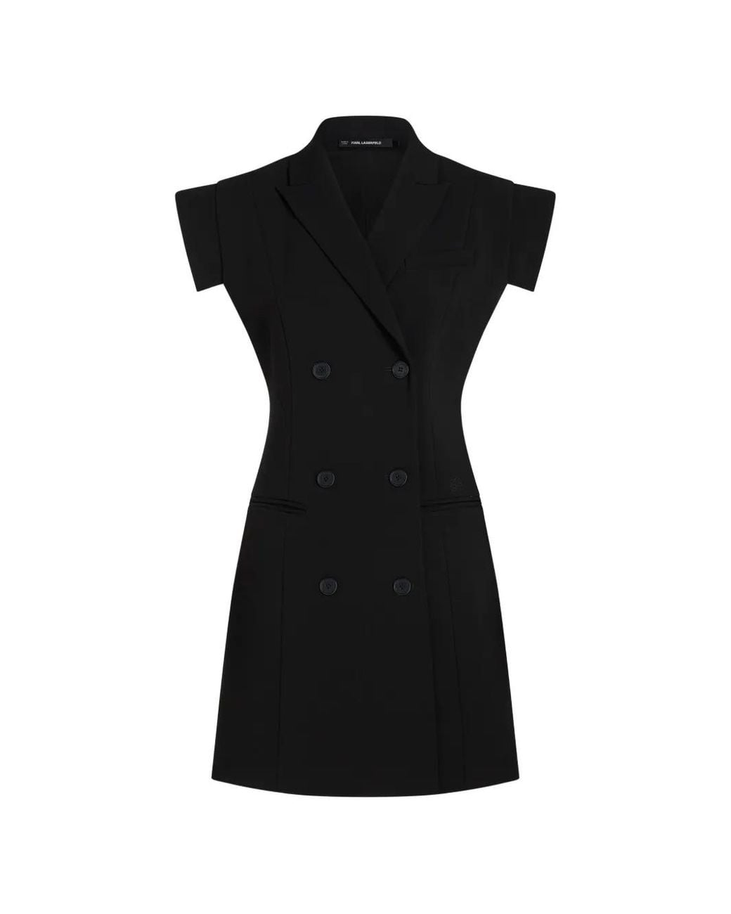 Karl Lagerfeld Black Robe Courte À Boutonnière Décalée Et Épaules Structurées