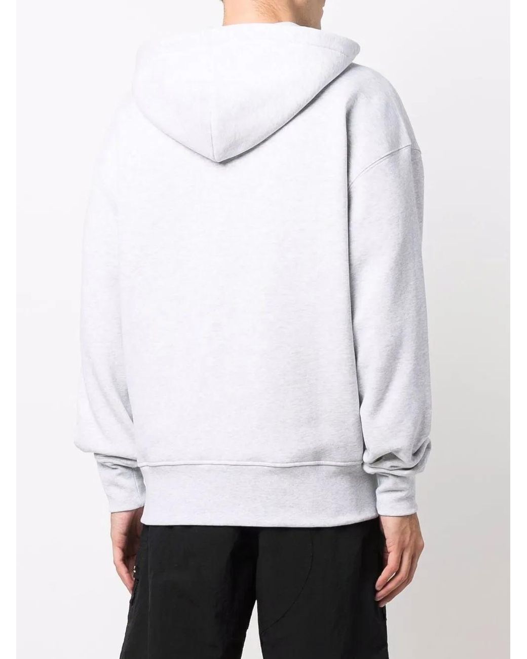 MSGM Gray Logo-Print Drawstring Hoodie for men