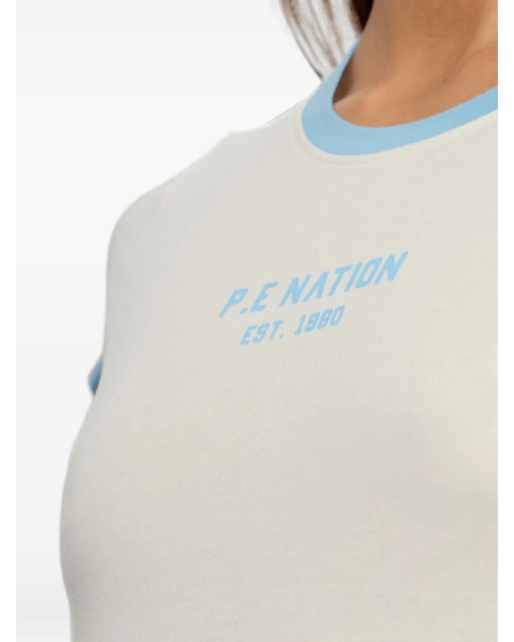 P.E Nation White Reveal Logo-Print T-Shirt