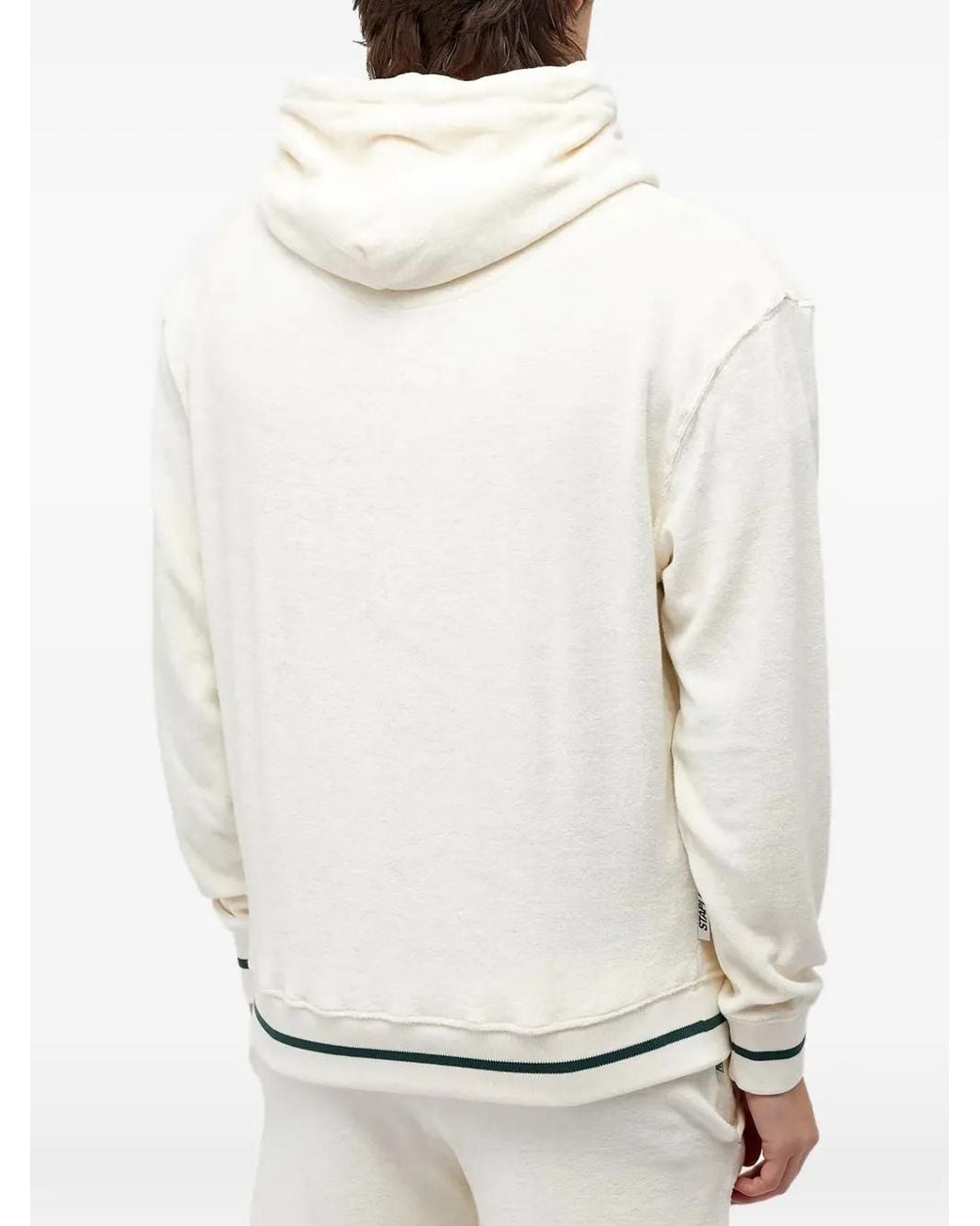 Autry White Embroidered Striped Hoodie for men