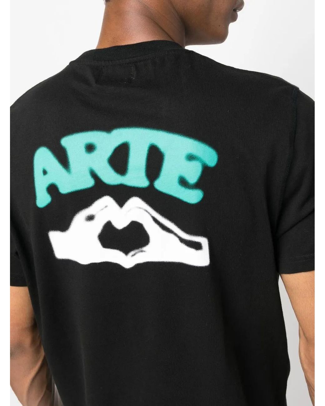 Arte' Black Logo-Print T-Shirt for men