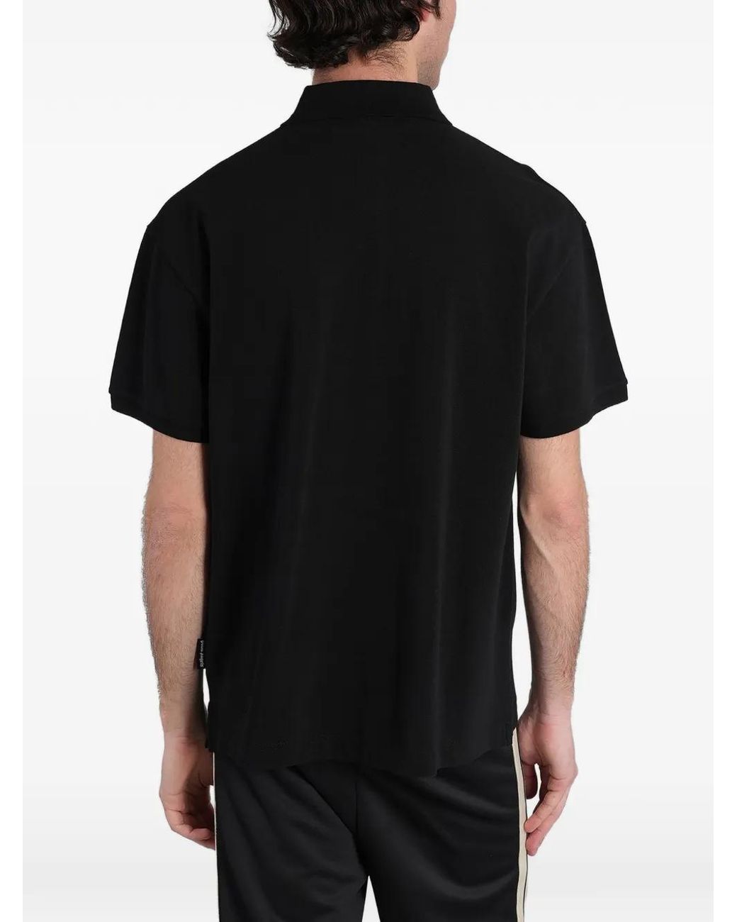 Palm Angels Black Logo-Patch Polo Shirt for men