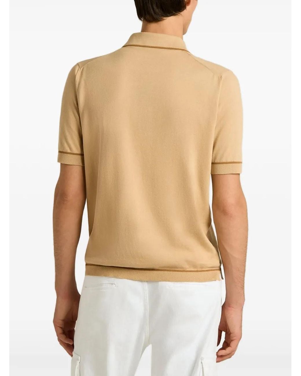 Kiton Natural Cotton Knitted Polo Shirt for men