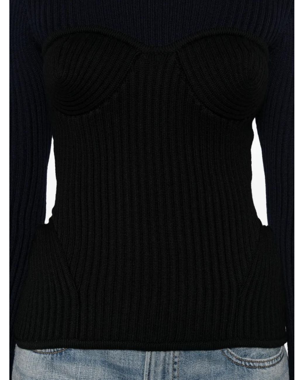 Jean Paul Gaultier Black Merino Wool-Blend Top