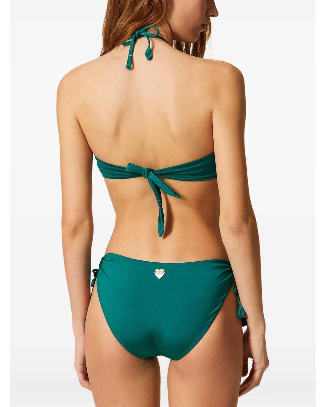 Twinset Green Bandeau Bikini Top With Crochet Brooch