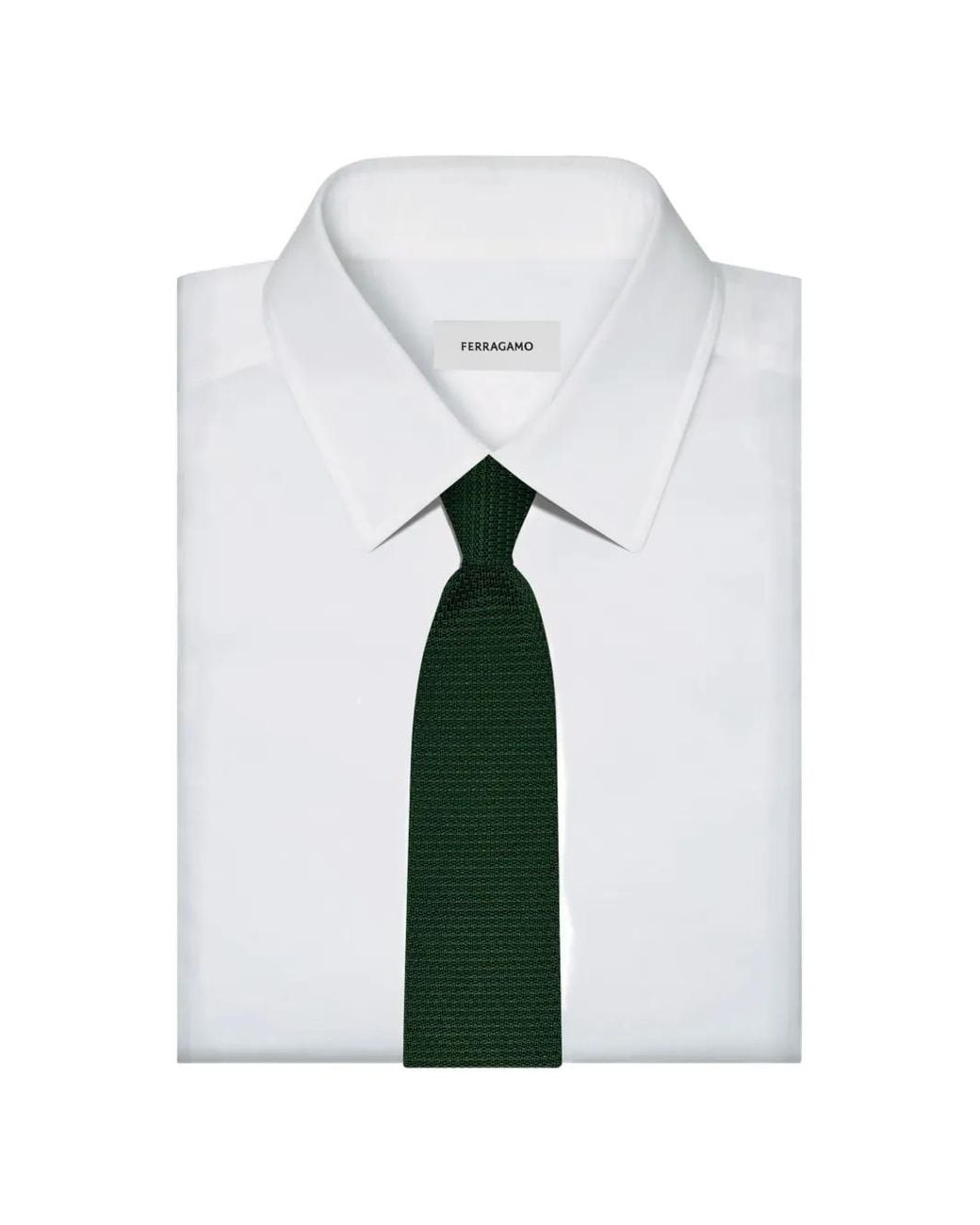 Ferragamo Green Silk And Cashmere Tie for men