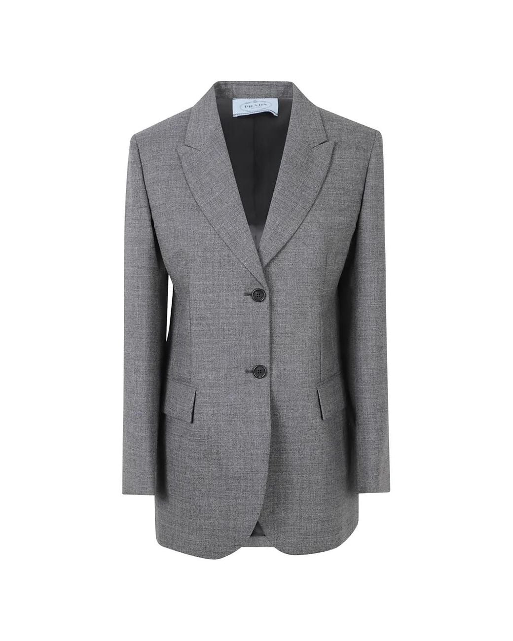 Prada Gray Single-Breasted Mélange Hopsack Jacket
