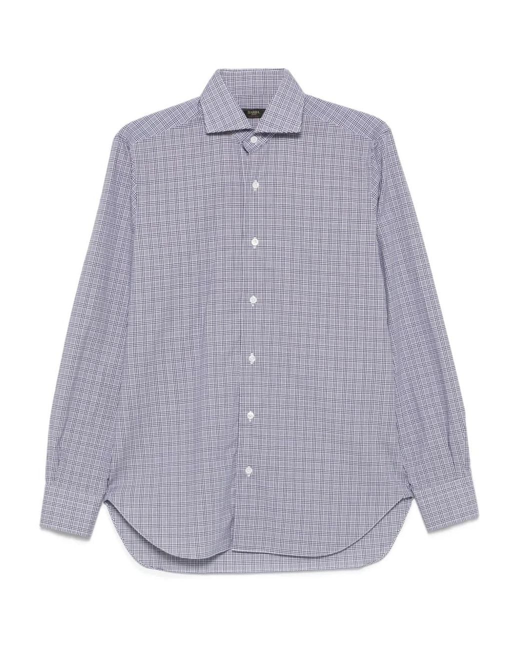 Barba Napoli Purple Checked Cotton Shirt for men