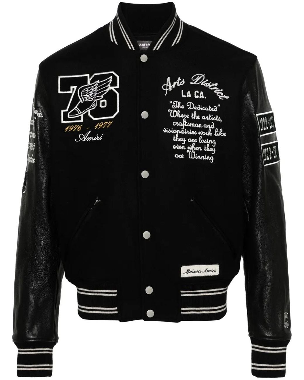 Amiri Black Eagle Varsity Bomber Jacket - Men's - Wool/nylon/leather/viscose for men