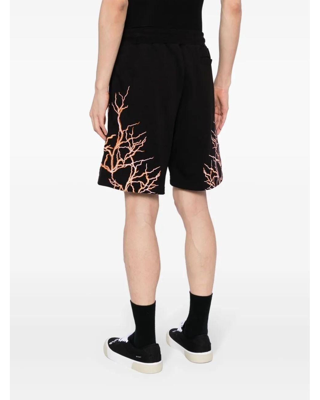 Phobia Black Lightning-Embroidered Track Shorts for men
