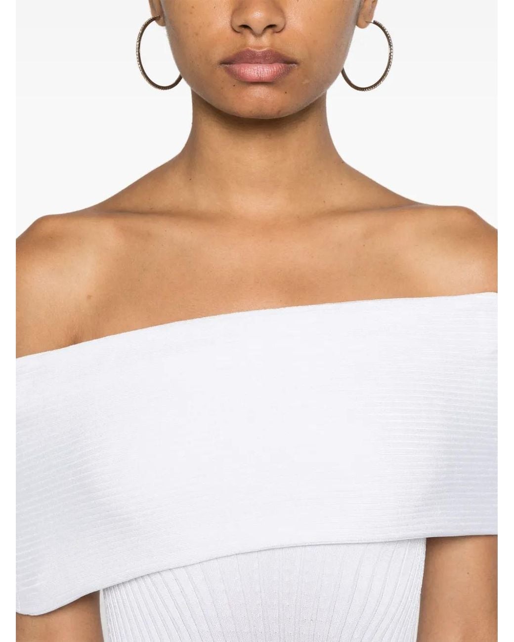 Mugler Off-Shoulder Jurk in het White