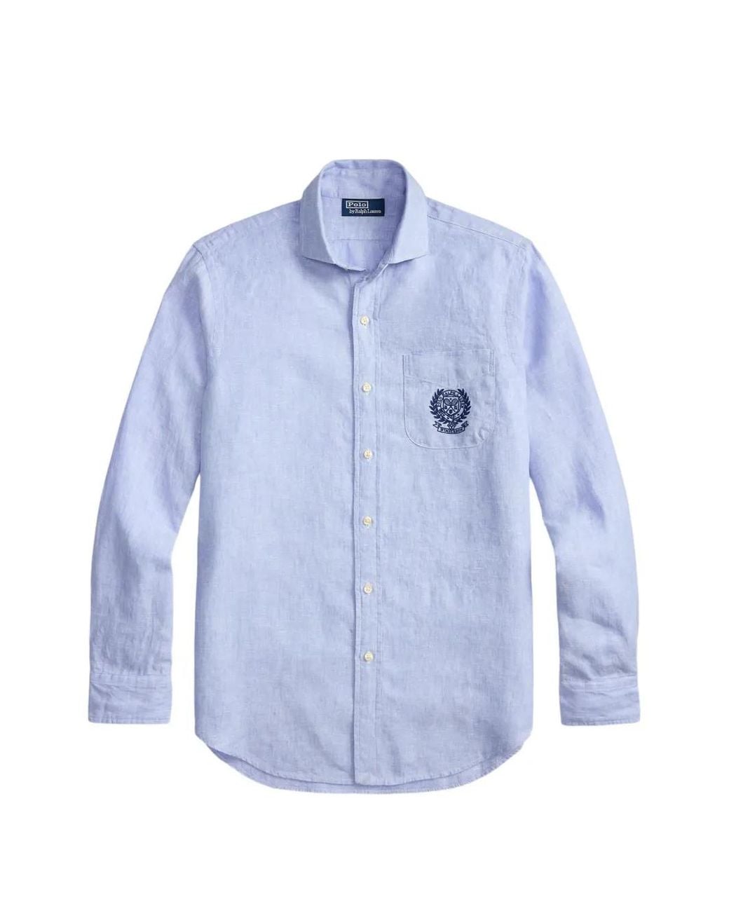 Polo Ralph Lauren Blue Embroidered Pocket Linen Shirt for men
