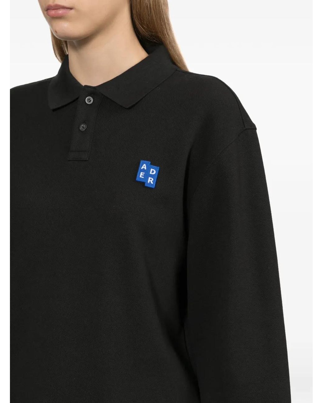 Adererror Black Logo-Patch Polo Shirt