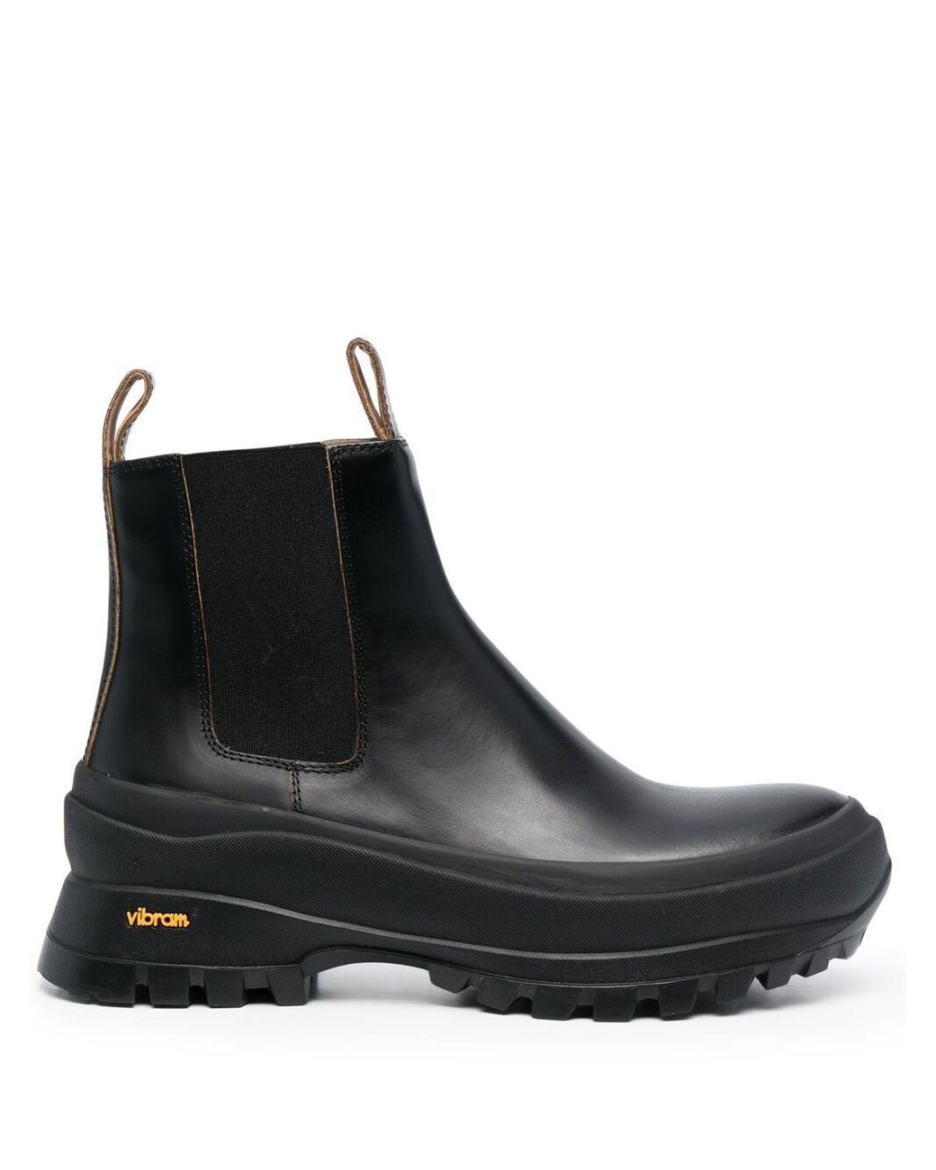 Jil Sander Leather Vibramsole Chelsea Boots in Black Lyst