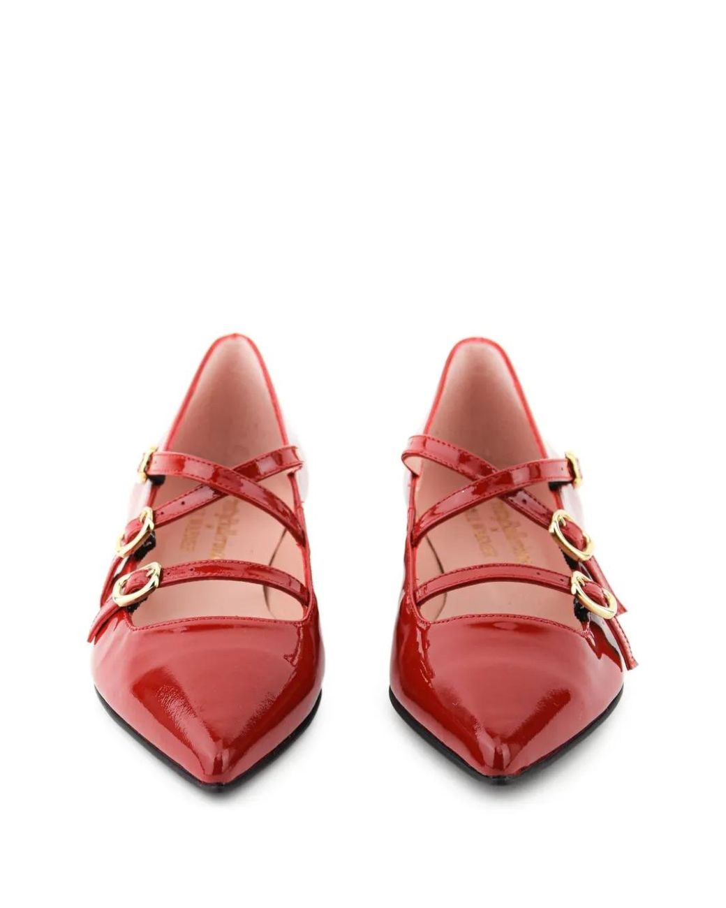 Pretty Ballerinas Red Clementine Triple-Strap Patent-Finish Flat Pumps