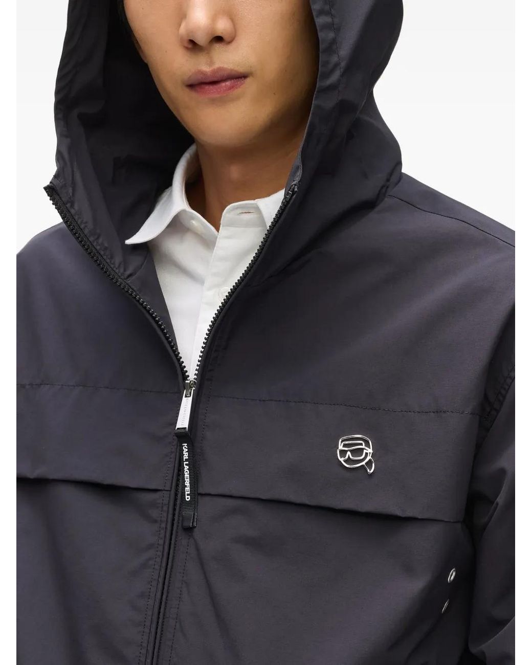 Karl Lagerfeld Blue Ikon Hooded Jacket for men
