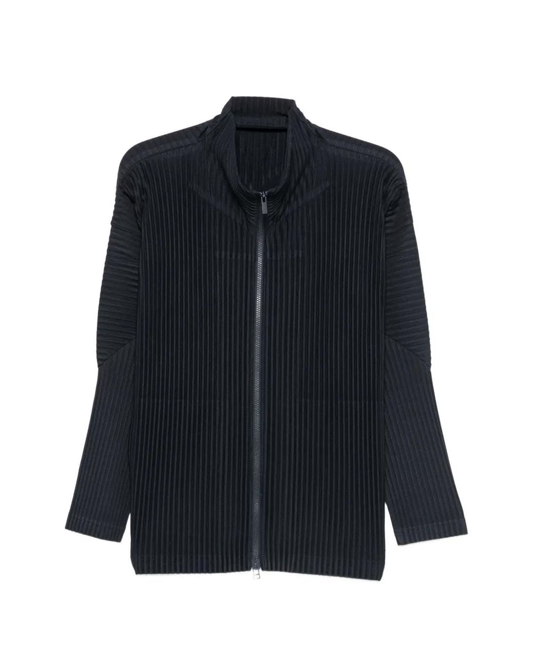Homme Plissé Issey Miyake Blue Pleated Zip-Up Cardigan for men