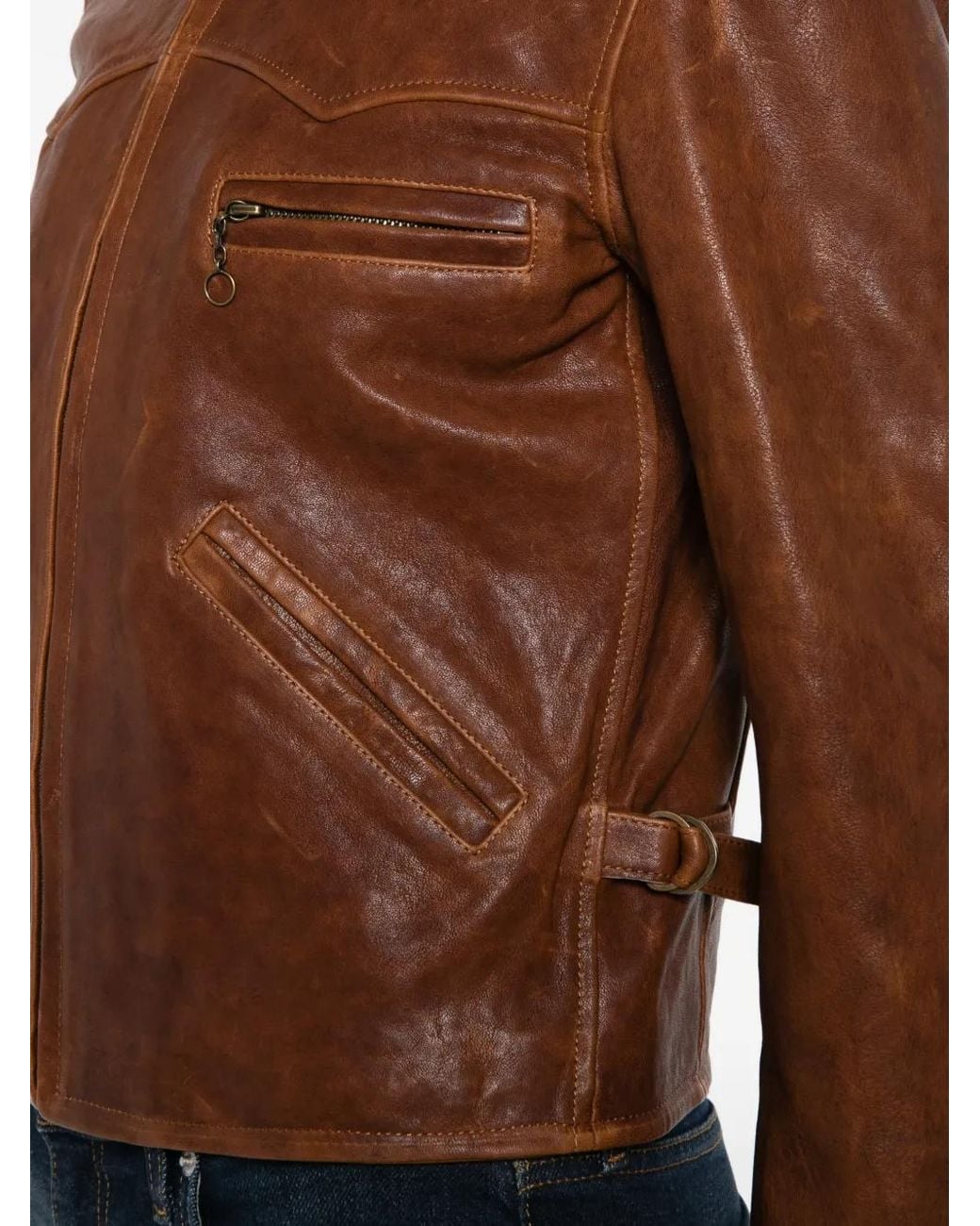 Re/done Brown Devon Leather Jacket