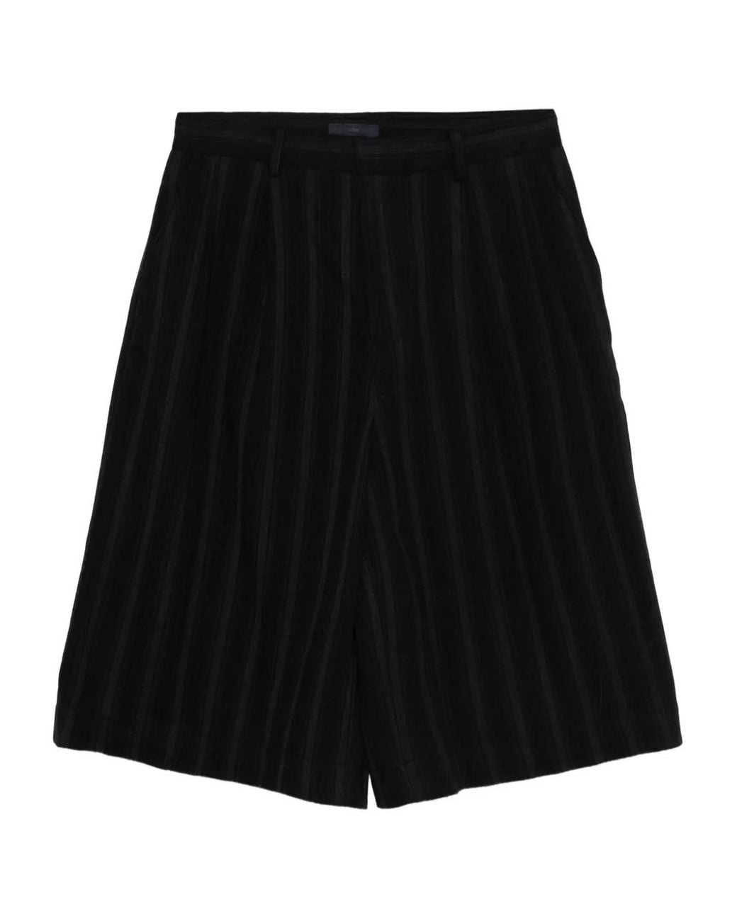 Juun.J Black Pinstriped Pleated Shorts for men