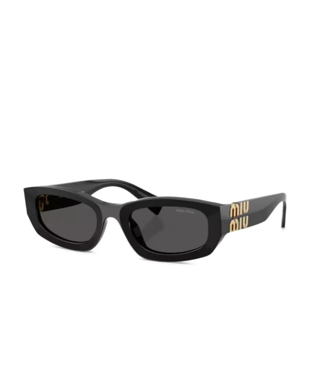 Miu Miu Black Logo-Detail Geometric-Frame Sunglasses