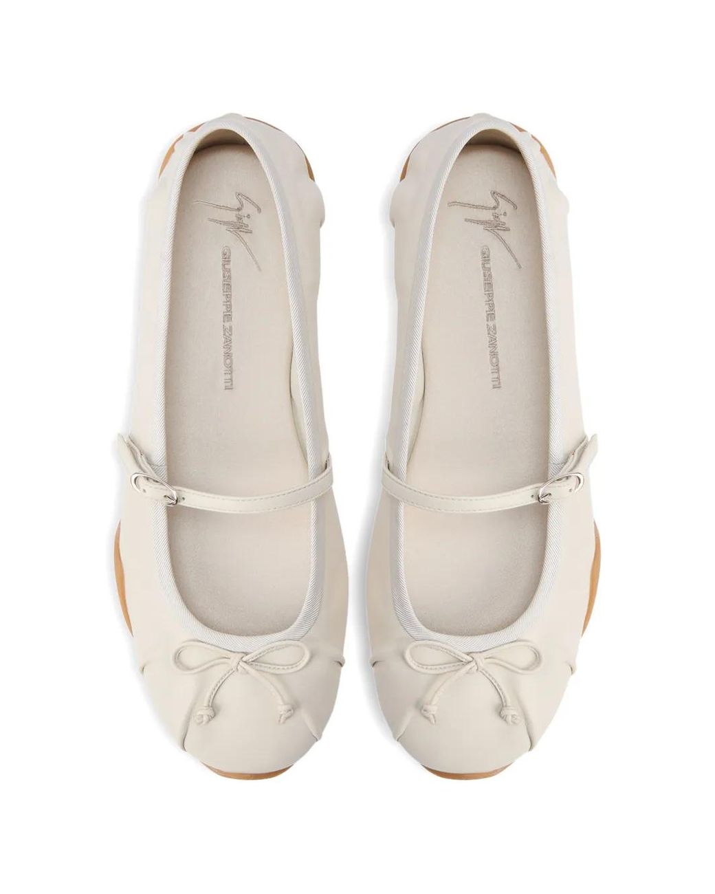 Giuseppe Zanotti White Mary Jane Bow Strap Ballet Flat