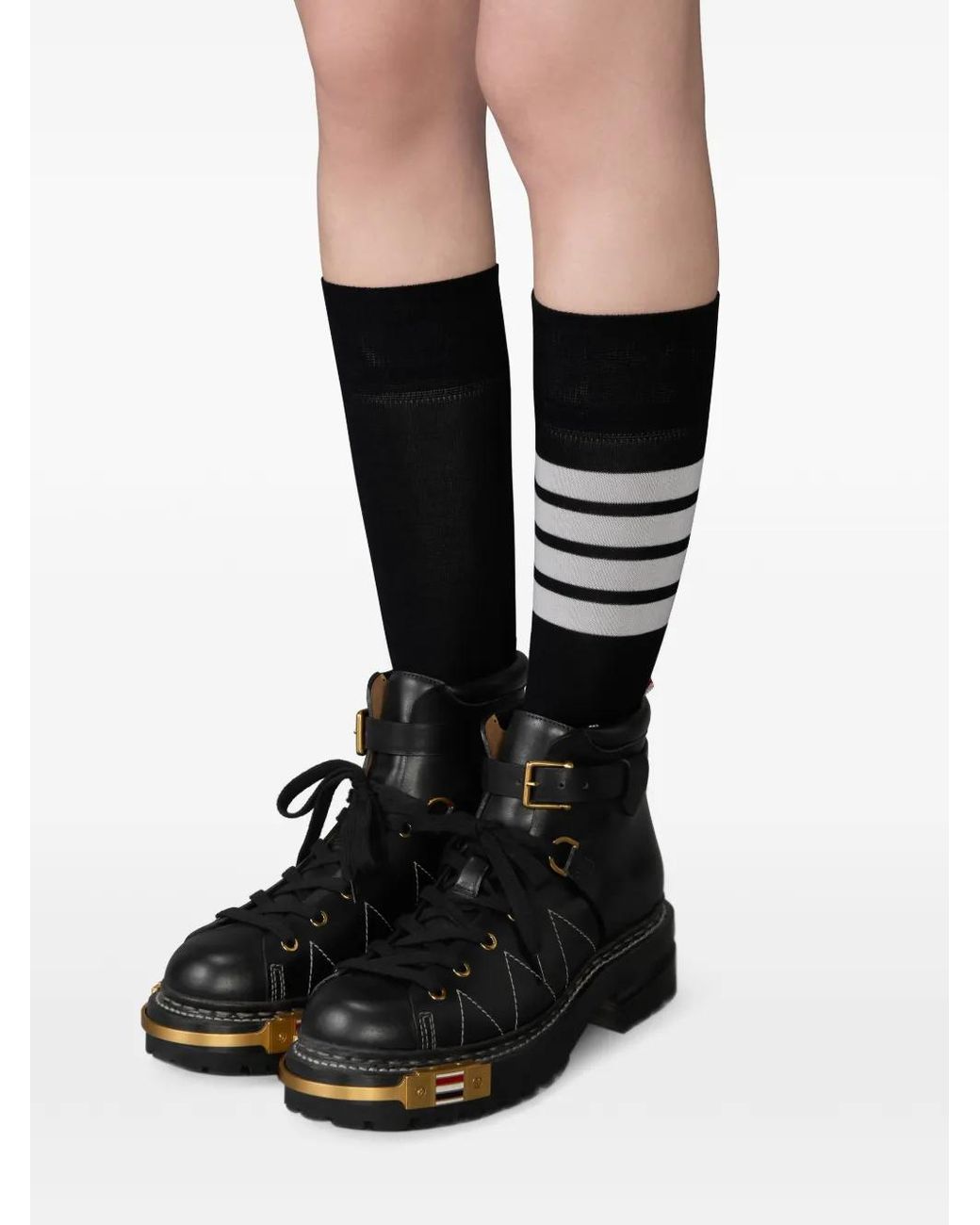 Thom Browne Black Vitello Calf Hiking Boots