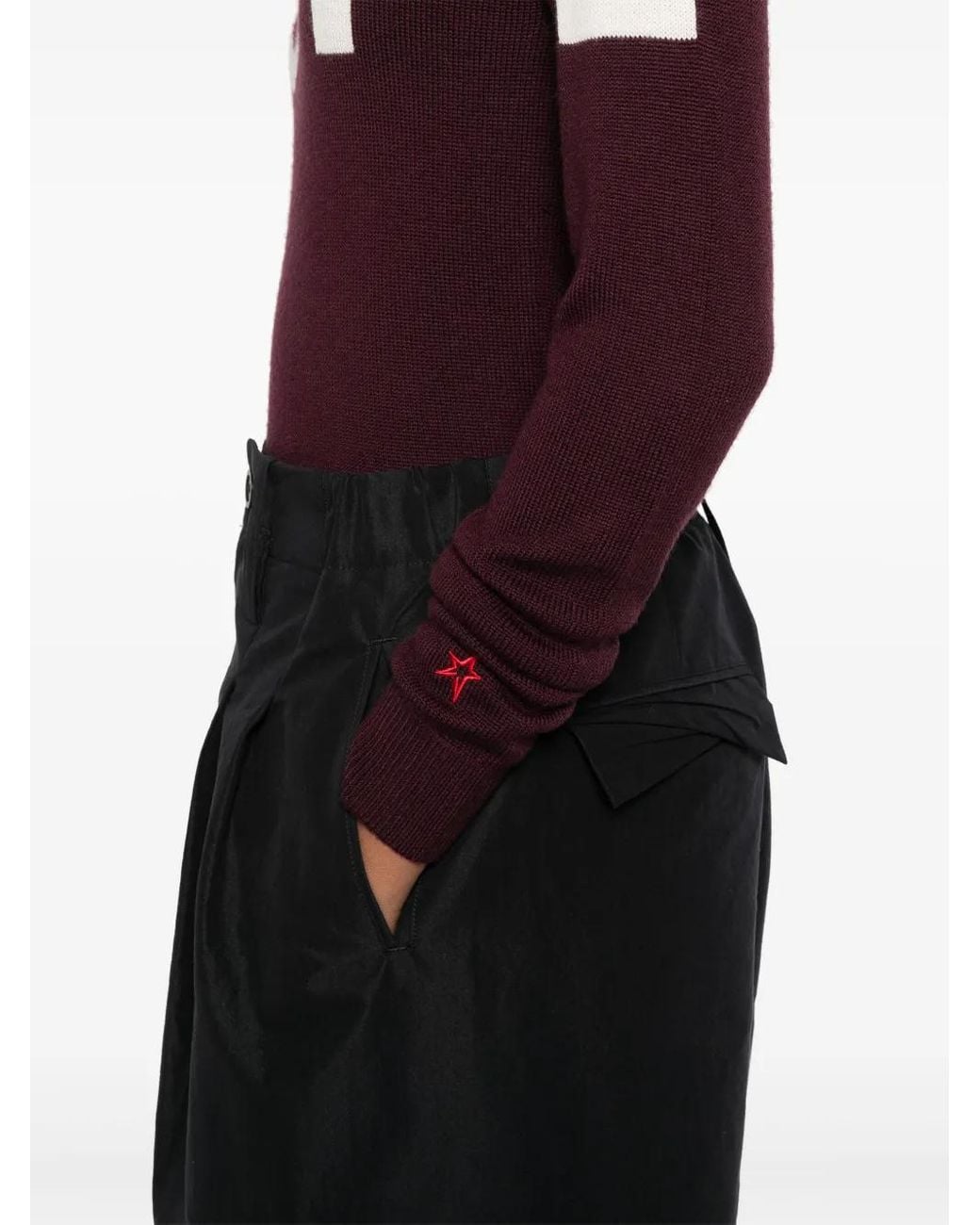 Perfect Moment Purple Merino Wool Intarsia Turtleneck Sweater
