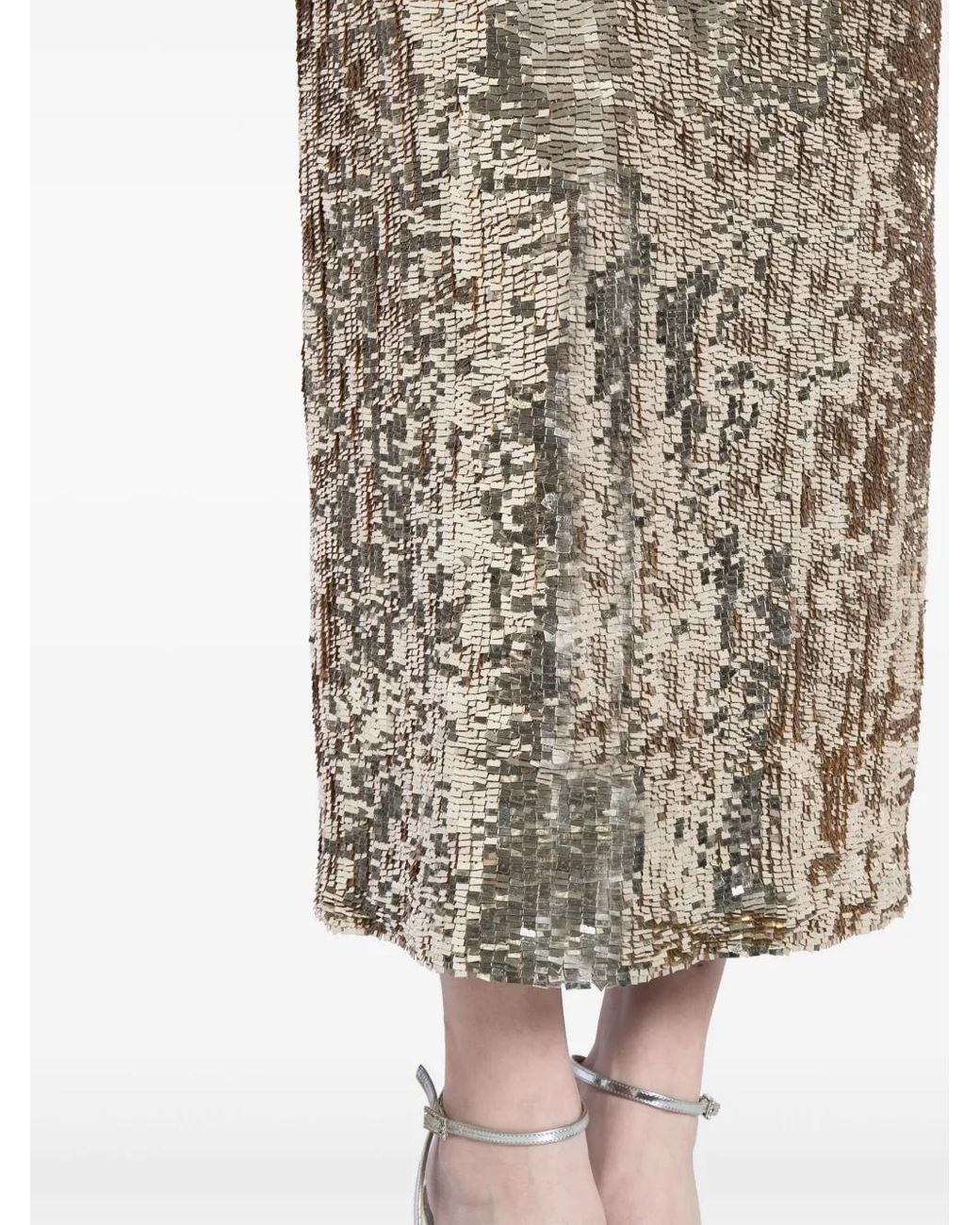 Jenny Packham Natural Ballroom Blitz Sequined Midi Dress