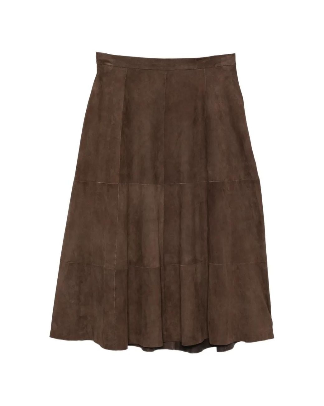 Antonelli Brown Panelled Suede Maxi Skirt