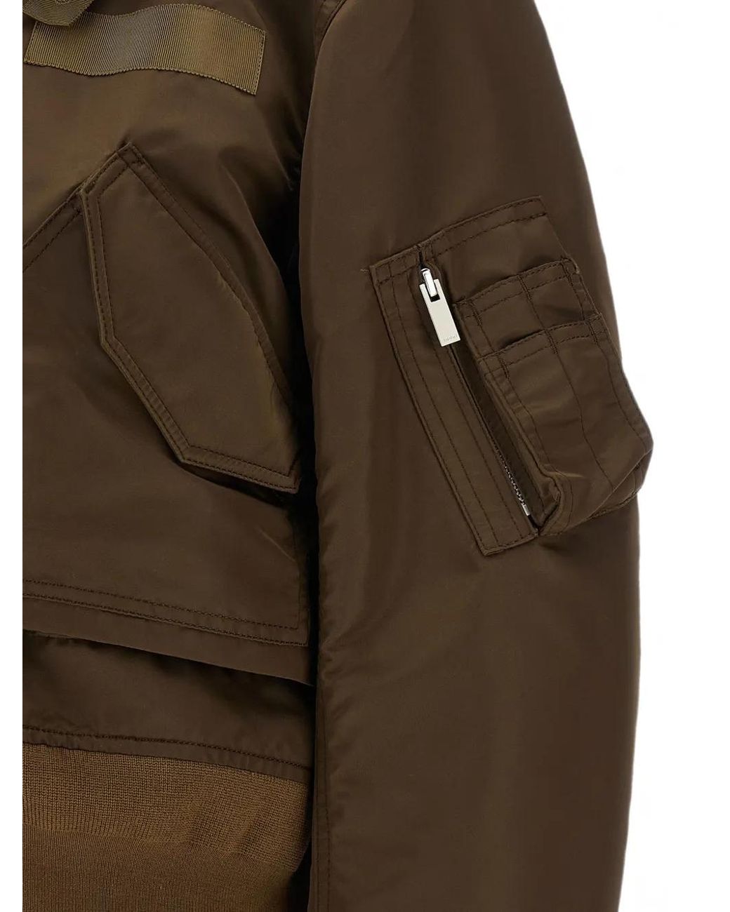 Sacai Brown Layered Zip-Up Jacket